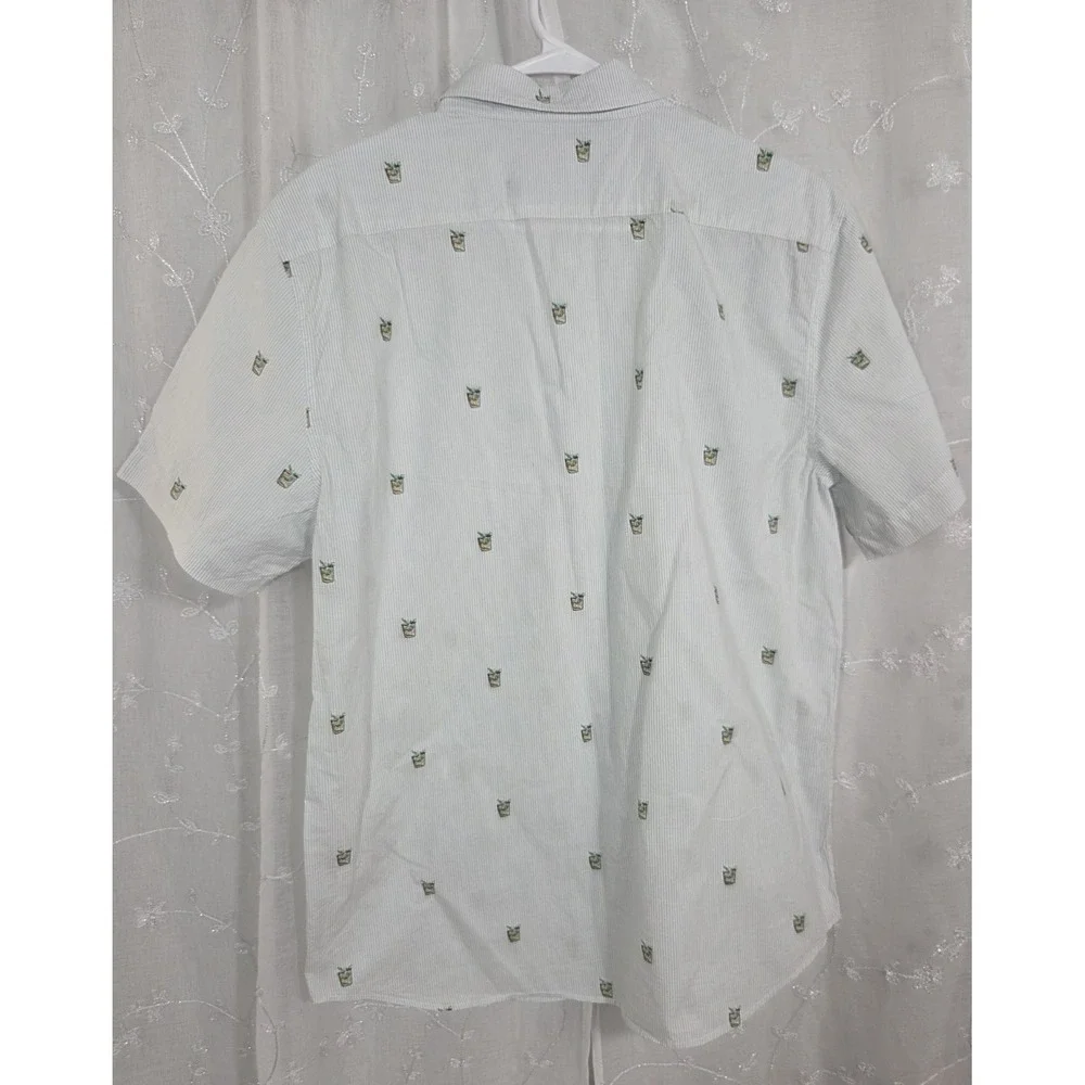 Banana Republic Slim Fit Short sleeve Button Shirt Stripes Succulent Plant L‎